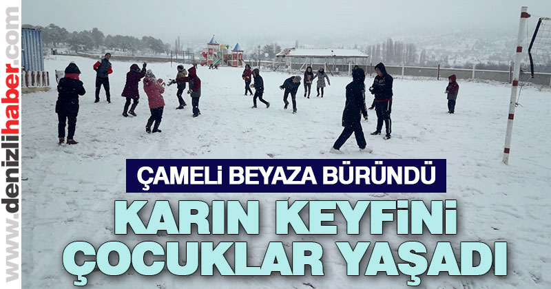 Çameli güne beyaz örtüyle uyandı