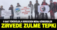 Dağcılar Akdağ zirvesinden zulme dikkat çektiler