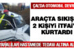 Refüje çarpıp devrilen otomobilde 2 kişi sıkıştı