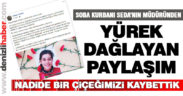 Soba kurbanı Seda’nın müdüründen yürek dağlayan paylaşım