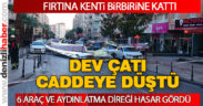 7 katlı binanın çatısı caddeye düştü