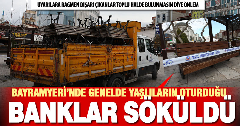 Büyükşehir ekipleri Bayramyeri’ndeki bankları söktü