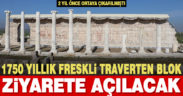 Laodikya Antik Kenti’nde 1750 yıllık freskli travertenler ayağa kaldırıldı
