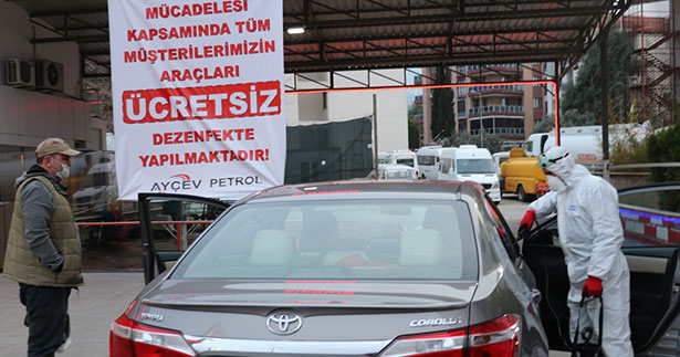 Araçlara ücretsiz dezenfeksiyon hizmeti