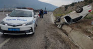Cankurtaran’da otomobil takla attı