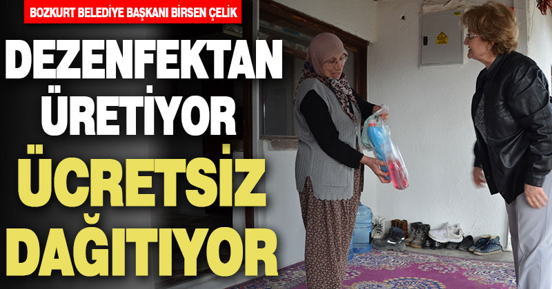 Bozkurt Belediye Başkanı Birsen Çelik dezenfektan üretiyor, ücretsiz dağıtıyor