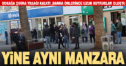 Sokağa çıkma yasağının ardından bankalarda uzun kuyruklar oluştu