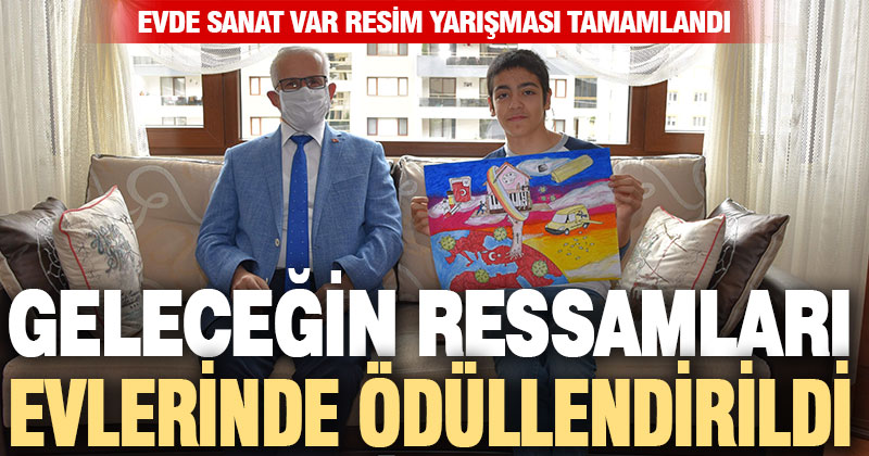 Evde Sanat Var resim yarışmasının ödüllerini evlerinde aldılar