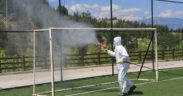 Pamukkale’de spor alanları dezenfekte ediliyor