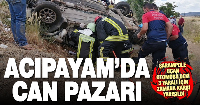 Acıpayam’da şarampole devrilen otomobildeki 3 kişi yaralandı