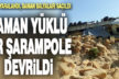 Çameli’de saman yüklü TIR devrildi
