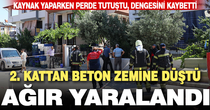 Kaynak yapmak için çıktığı çatıdan beton zemine düşen kişi ağır yaralandı