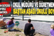Okul müdürü ve öğretmenler birleşip okul boyadı