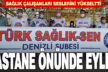 Sağlı çalışanlarından hastane önünde eylem