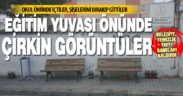 Okul önünde, tükettikleri alkol şişelerini bırakıp giden saygısızlar tepki çekti