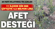 Mayıs ayında doludan zarar gören çiftçiye 4,5 milyon TL ödendi