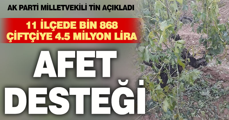 Mayıs ayında doludan zarar gören çiftçiye 4,5 milyon TL ödendi