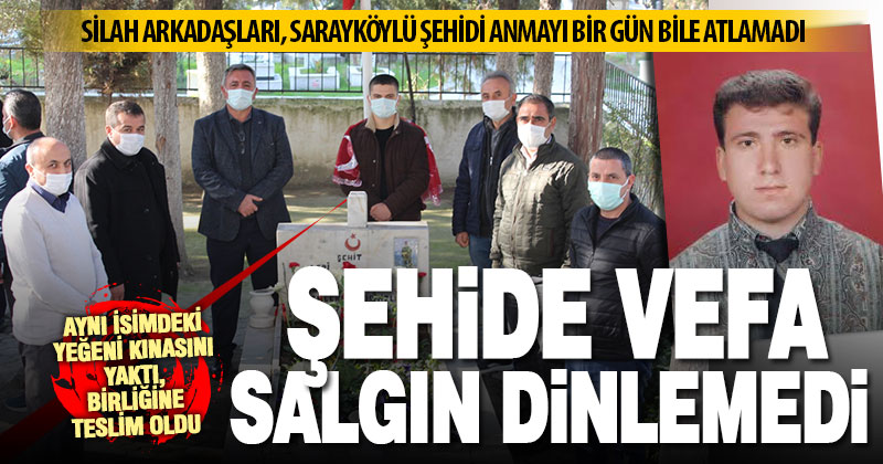 Silah arkadaşları 24’ncü ölüm yıldönümünde Şehit Hüseyin Kuş’un mezarını ziyaret etti