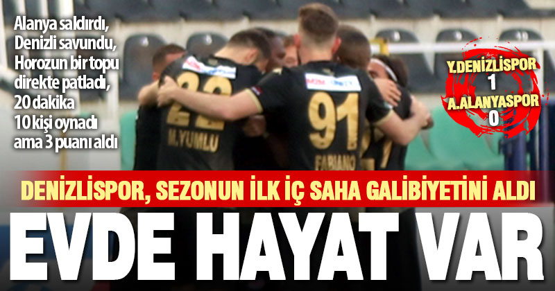 Denizlispor, sezonun ilk iç saha galibiyetini lider Alanya karşısında aldı