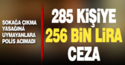Sokağa çıkma yasağını ihlal eden 285 kişiye, 256 bin lira ceza