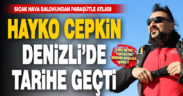 Müzisyen Hayko Cepkin ile paraşütçüler Pamukkale’de sıcak hava balonundan atladı
