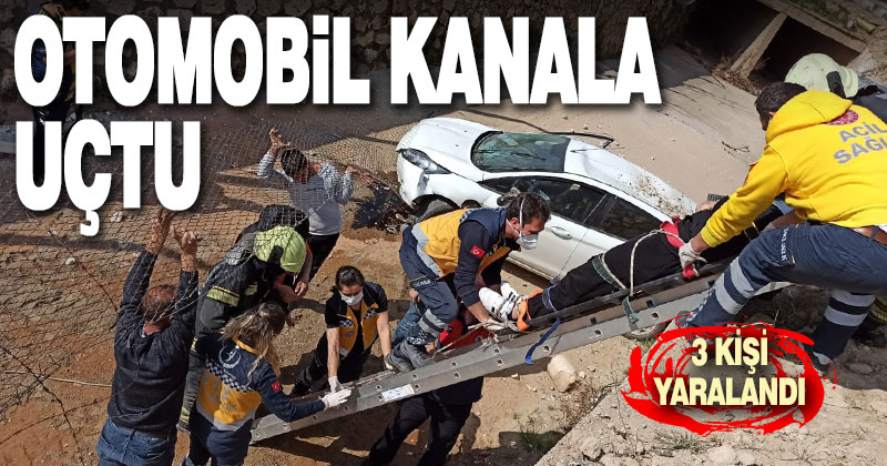Otomobil kanala uçtu: 3 yaralı