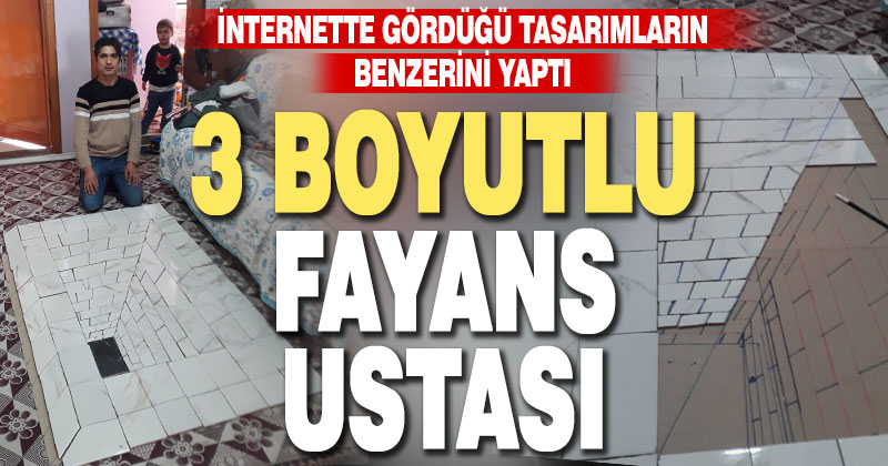 Fayanslarla 3 boyutlu çukur yaptı
