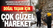 Babadağ’da kuşlar için ağaçlara elma astılar