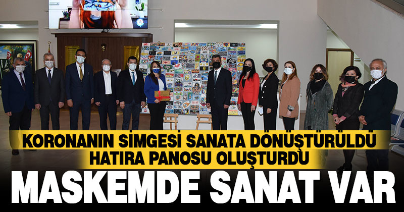 Koronanın simgesi maske sanata dönüştürüldü, hatıra panosu oluşturuldu