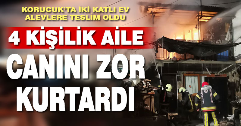 Korucuk’ta alevlere teslim olan evden son anda çıktılar