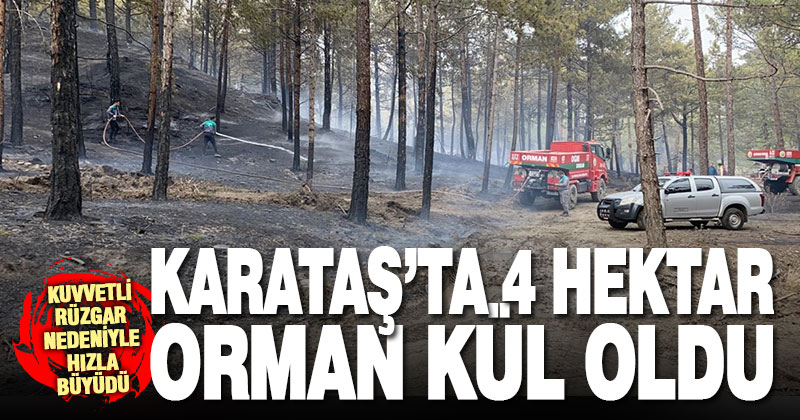 Karataş’taki orman yangınında 4 hektarlık alan zarar gördü