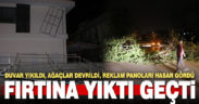 Denizli’de kuvvetli rüzgar nedeniyle bazı ağaç ve reklam panoları devrildi