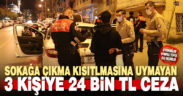 Sokağa çıkma kısıtlamasına uymayan 3 kişiye 24 bin 550 TL ceza kesildi