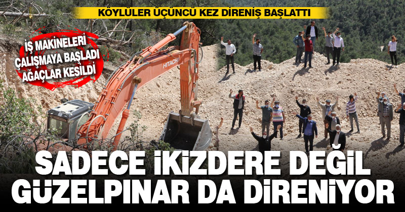 Güzelpınar’da, iş makinelerinin çalışmaya başladığı kum ocağına karşı mücadele