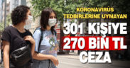 Kovid tedbirlerine uymayan 301 kişiye 270 bin lira ceza