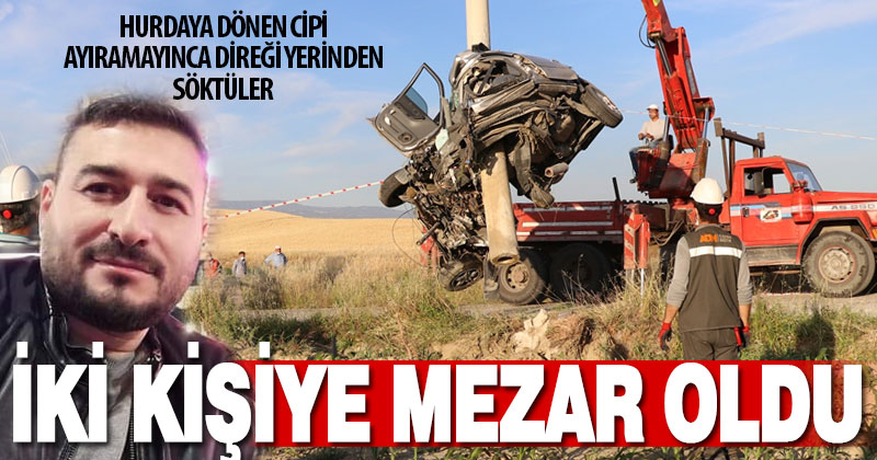 Sarayköy’de elektrik direğine çarpan cipteki 2 kişi hayatını kaybetti