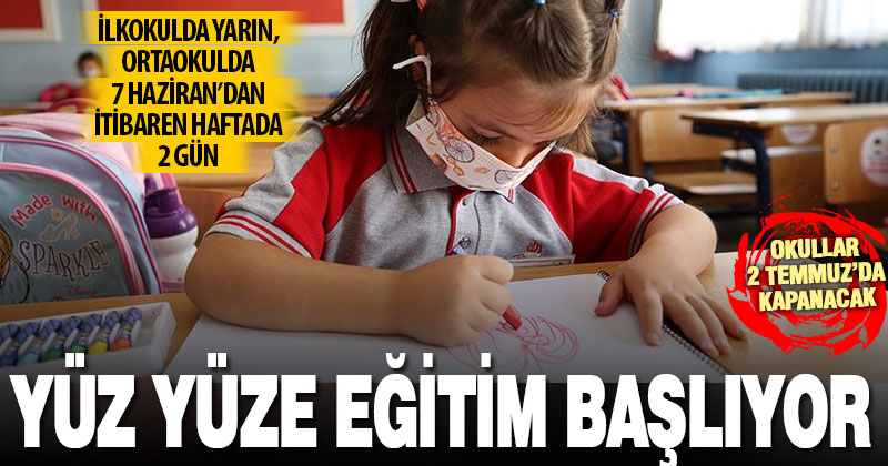 Yüz yüze eğitim ilkokullarda yarın, ortaokul ve liselerde 7 Haziran’da başlatılacak