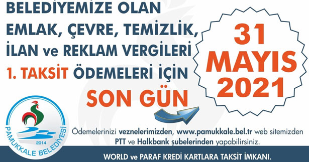 Pamukkale’de vergi ödemelerinde son gün 31 mayıs
