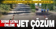 Acıpayam’da çöken yolu sosyal medyadan gören ekipler, birkaç saat içinde sorunu çözdü