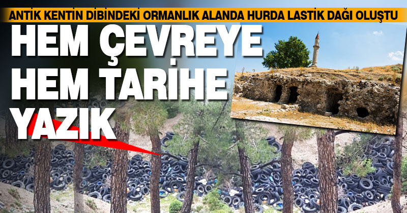 Antik kentin yanı başında çirkin görüntü