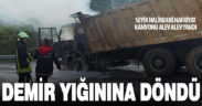 Seyir halindeki hafriyat kamyonu yandı