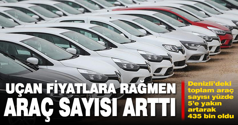 Denizli’deki araç sayısı artışı, fiyatların yüksekliğine rağmen sürdü