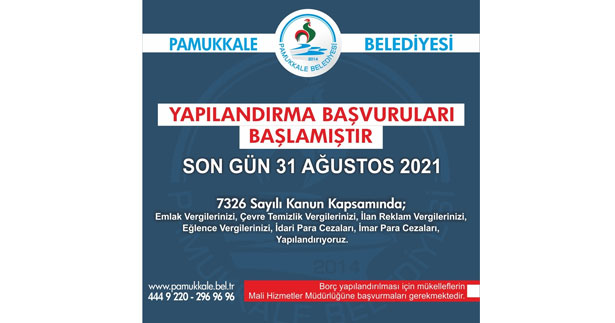 Pamukkale Belediyesi’nden yapılandırma imkanı