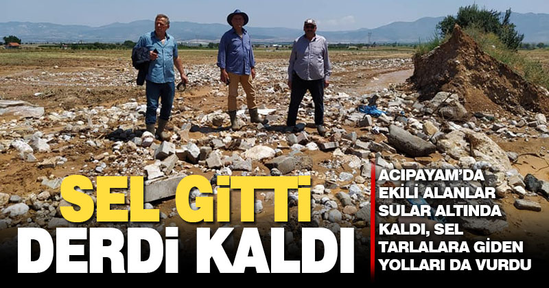 Acıpayam’da sel ekili alanlara ve yollara zarar verdi