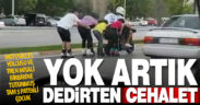 Patenli 5 çocuk, cahil bir motosikletliye tutunarak kilometrelerce yol gitti