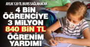 Merkezefendi’de 4 bin öğrenciye 8 ay boyunca 120 TL öğrenim yardımı