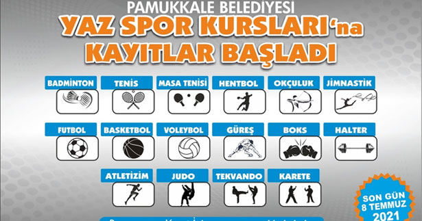 Pamukkale Belediyesi yaz spor kursları kayıtları başladı