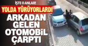 Denizli’de otomobilin iki yayaya çarptığı anlar güvenlik kamerasında