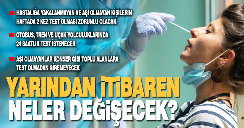 Aşı olmayanlara PCR testi zorunluluğu yarın başlayacak