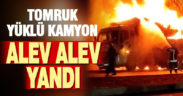 Denizli’de tomruk yüklü kamyon yandı